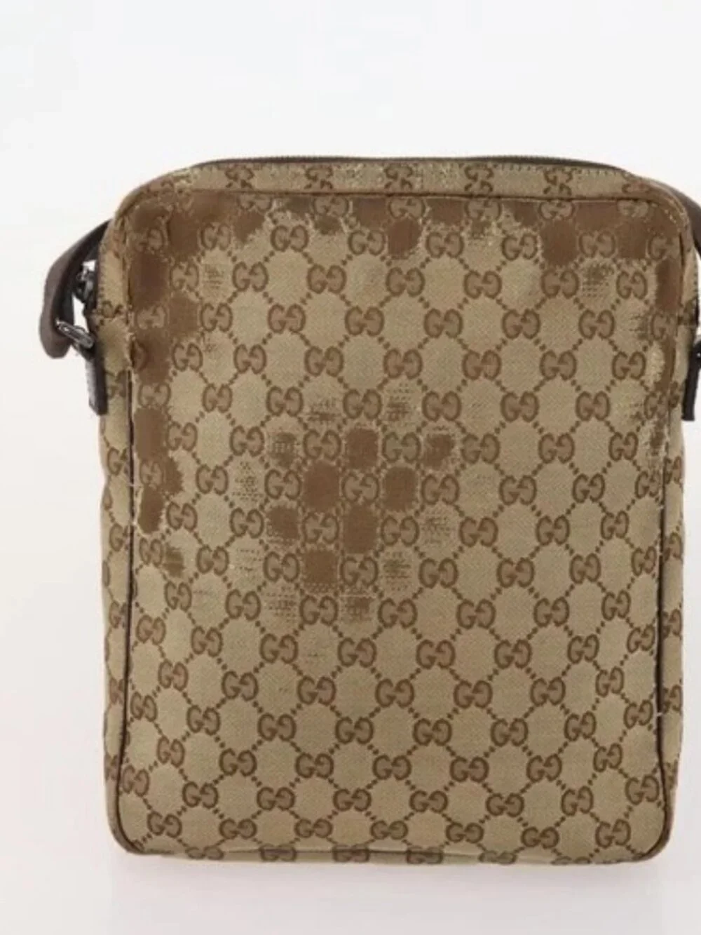 GUCCI GG Canvas Shoulder Bag Leather 3 Set Black Beige Auth bs34147